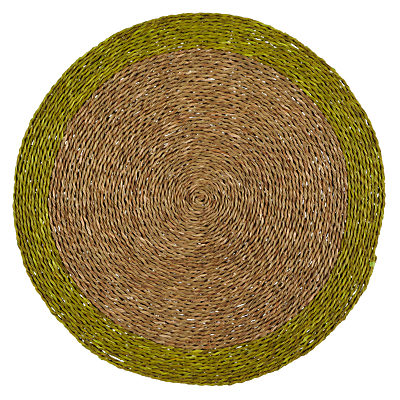 Gone Rural Woven Grass Placemat Natural and Lime Green Gone Rural Woven Grass Placemat Natural and Lime Green
